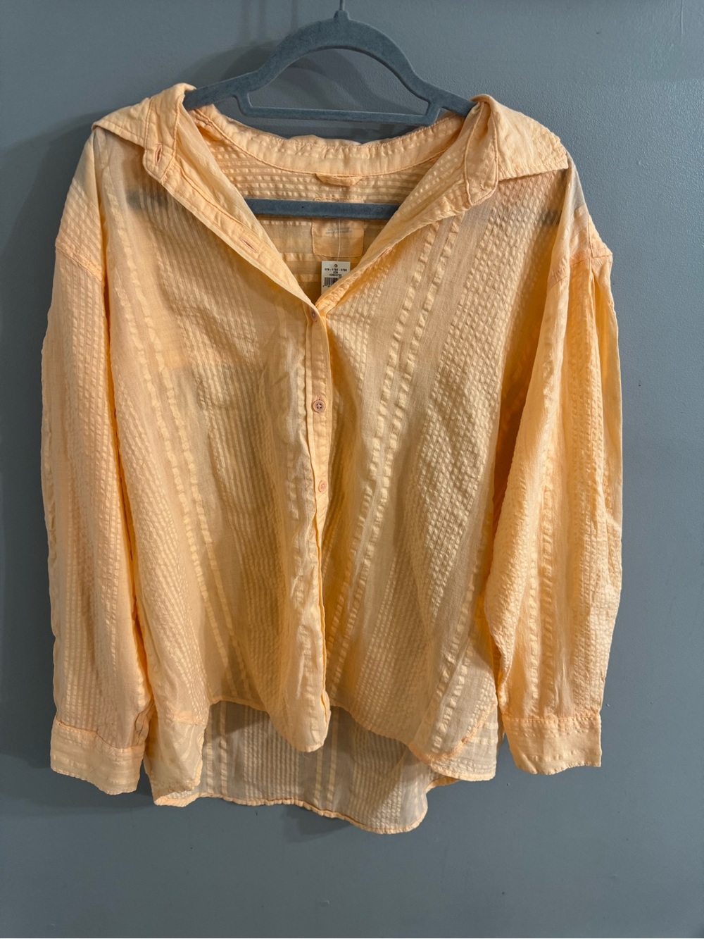 Light Peach Aerie Textured Button-Down Shirt - Women's Top